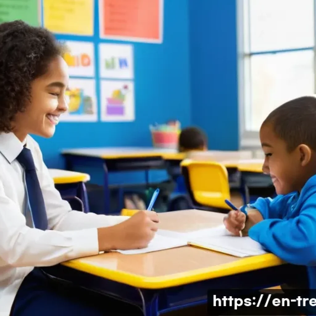 독서지도사 자격증 시험 최신 트렌드 - **Prompt:** A bright and cheerful elementary school classroom scene. Several children of diverse eth...