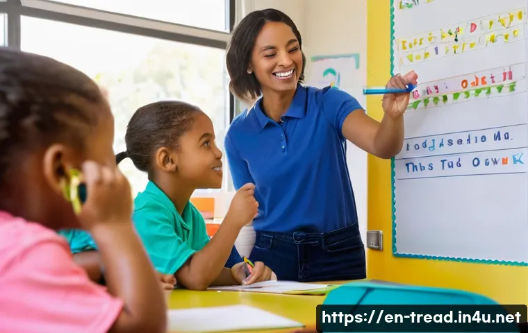 독서지도사 이론 완벽 정리 - **Prompt:** A brightly lit, inviting elementary school classroom buzzing with activity. A diverse gr...